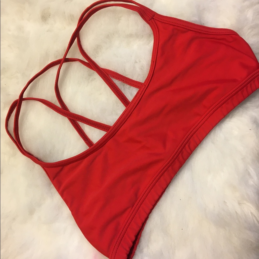 Red Cross Straps Sporti Bikini Top